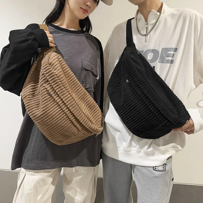 Large Capacity Waist PacksWomen Shoulder Crossbody Bags Casual Fanny Pack Simple Phone Purse Corduroy Ladies Banana Bag - Image 2