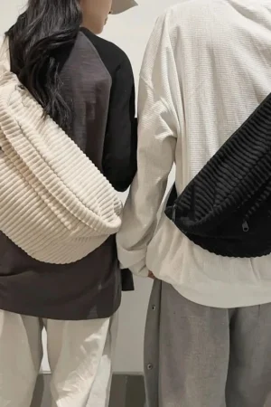 Large Capacity Waist PacksWomen Shoulder Crossbody Bags Casual Fanny Pack Simple Phone Purse Corduroy Ladies Banana Bag