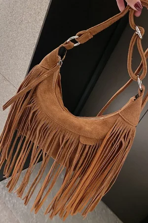 Autumn Winter Deerskin Velvet Tassel Shoulder Bag Vintage Large Capacity Crossbody Bag Fashion Messenger Handbag Purse bolsa