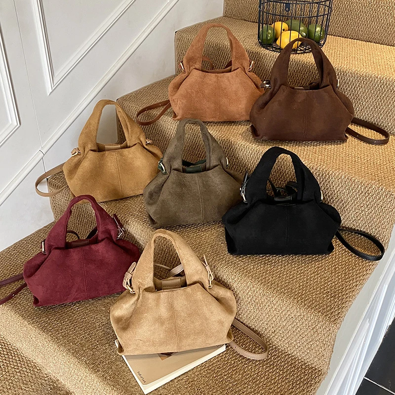 French Cloud Dumpling Bag Brand Design Frosted Bag New Fashion Handbag Lunch Box Bag Retro Magnetic Clasp Shoulder Crossbody Bag - Image 6