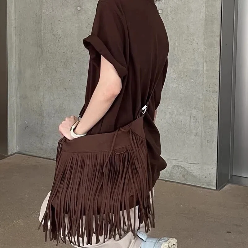 Autumn Winter Deerskin Velvet Tassel Shoulder Bag Vintage Large Capacity Crossbody Bag Fashion Messenger Handbag Purse bolsa - Image 3