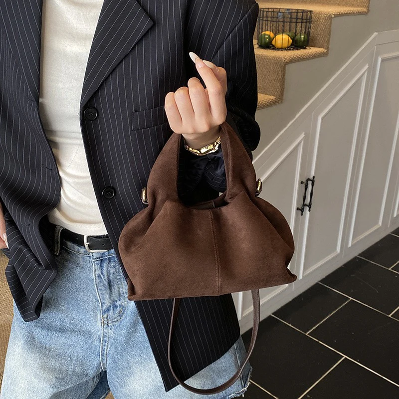 French Cloud Dumpling Bag Brand Design Frosted Bag New Fashion Handbag Lunch Box Bag Retro Magnetic Clasp Shoulder Crossbody Bag - Image 5