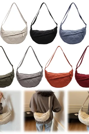 Crossbody Bag for Women Men Adjustable Strap Shoulder Bag Nylon with Zipper Dumpling Bag Handbag Travel Sling Bag