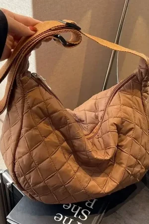 Vintage Nylon Shoulder Underarm Bag Female Casual Waterproof Crossbody Shoulder Bag Ins Design Casual Daily Use Purse Handbag